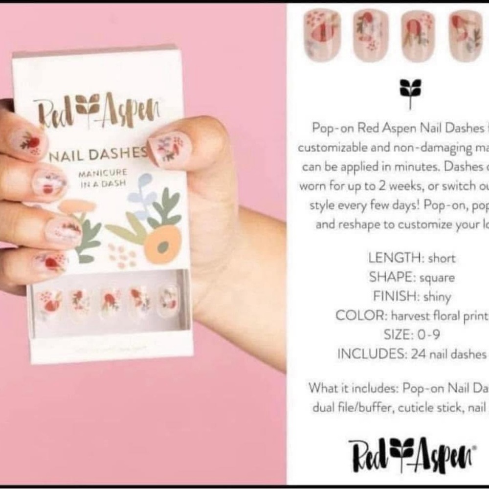 Red Aspen Harvest Floral Print Nail Dashes
